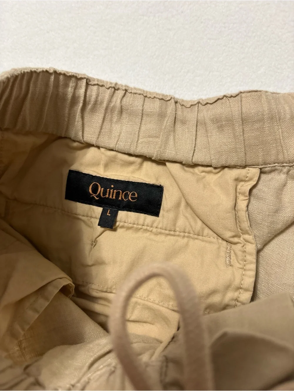 Quince Beige 100% Linen-Blend Relaxed Trousers size L